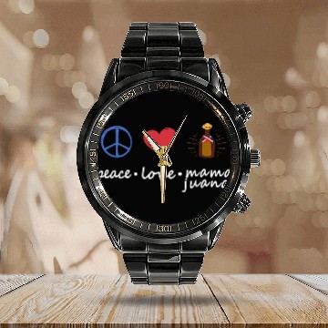 Discover Peace Love Mamajuana Peace Dominican Republic Calendar Steel Band Watch