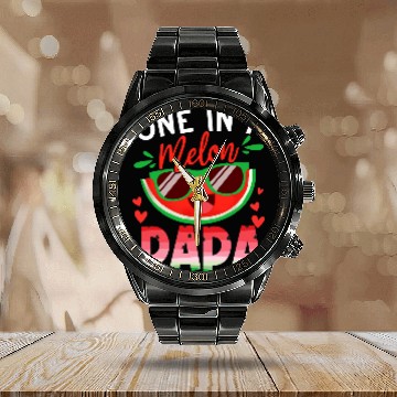 Discover One In A Melon Papa Watermelon Family Matching Calendar Steel Band Watch
