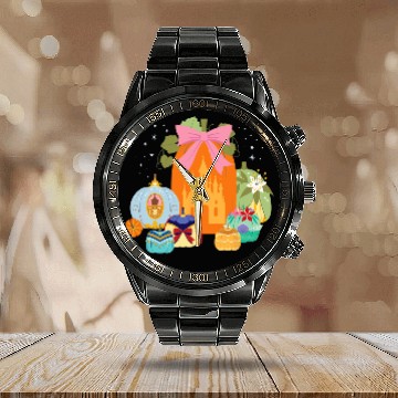 Discover Disney Princess Pumpkins Fall Princesses and Pumpkin Castle Baseball Tees Calendar Steel Band Watch