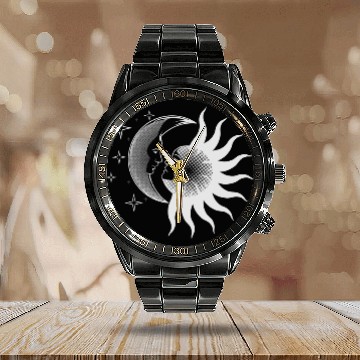 Discover vintages Sun And Moon Celestial Spirituality Calendar Steel Band Watch