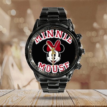 Discover Disney Minnie Mouse Vintage Varsity Calendar Steel Band Watch