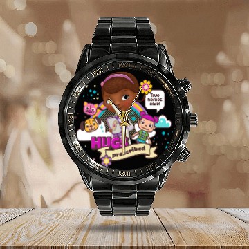 Discover Disney Doc McStuffins Hugs Prescribed Hawaiians Calendar Steel Band Watch