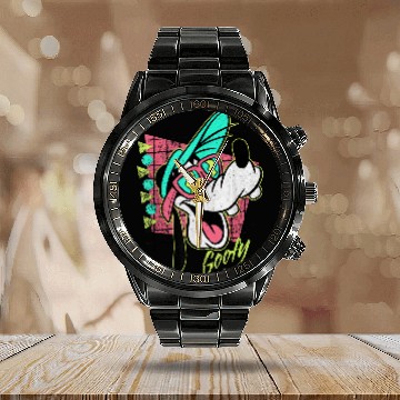 Discover Disney - Goofy Graphic Calendar Steel Band Watch