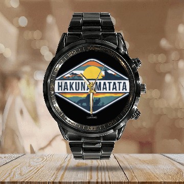 Discover Disney The Lion King Hakuna Matata Diamond Logo Baseball Tees Calendar Steel Band Watch