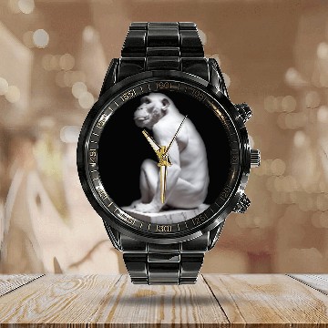 Discover WhiteMarble Statue Of A Chimpanzee Calendar Steel Band Watch