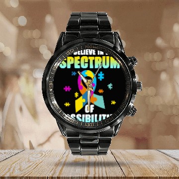 Discover I Believe In A Spectrum Of Possibilities Calendar Steel Band Watch