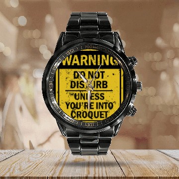 Discover Funny Croquet Joke Meme For Men Women Calendar Steel Band Watch
