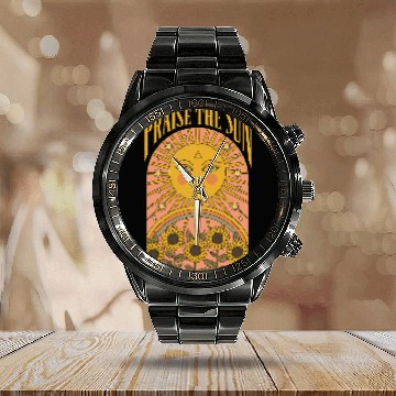 Discover Praise The Sun Face vintages Sun Flower Aesthetic Calendar Steel Band Watch
