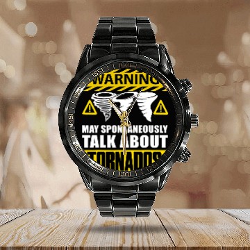 Discover Tornado Funny Storm Chasing Extreme weather Meteorologist Calendar Steel Band Watch