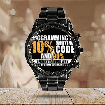 Discover Programming Quote for Software Developer Calendar Steel Band Watch