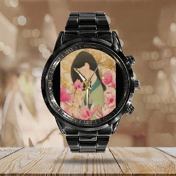 Discover Disney Mulan Floral 3D Calendar Steel Band Watch