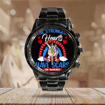 Discover Unicorns The Strongest Hearts Have Scars CHD Awareness Cute Unicorns 3 Calendar Steel Band Watch