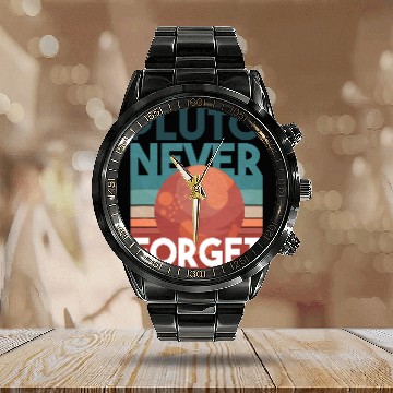 Discover Pluto never forget Calendar Steel Band Watch
