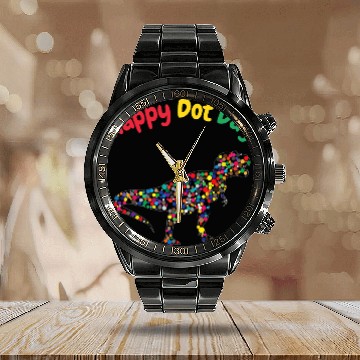 Discover Dinosaur Dino Polka Dot T Rex Dinosaur International Dot Day 1 Calendar Steel Band Watch