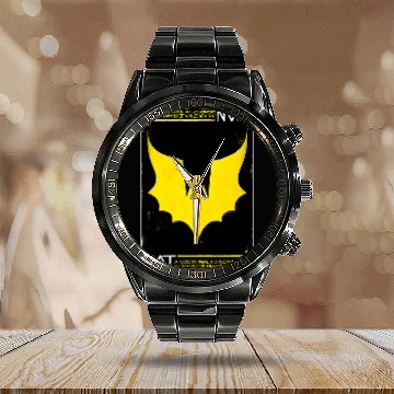 Discover WB100 DC Comics Batman Classic Distressed Bat Info Card Calendar Steel Band Watch