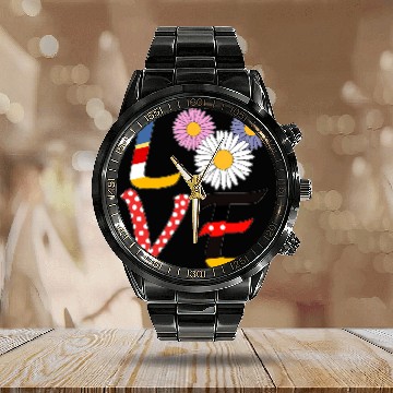 Discover Disney LOVE Zip Calendar Steel Band Watch