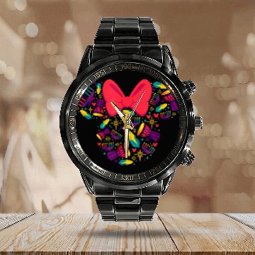 Discover Disneyss Minnie Mouse Icon Kwanzaa Calendar Steel Band Watch