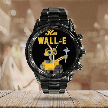 Discover Disney Pixar Wall-E Her Wall-E Couples Calendar Steel Band Watch