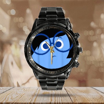 Discover Disney Inside Out Sad Face Halloween Calendar Steel Band Watch