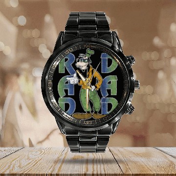 Discover Disney Goofy Rad Dad Calendar Steel Band Watch