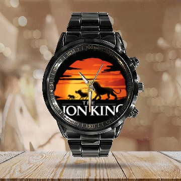 Discover Disney Lion King Sunset Calendar Steel Band Watch
