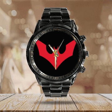 Discover Mens Batman Beyond Beyond Bat Logo Calendar Steel Band Watch