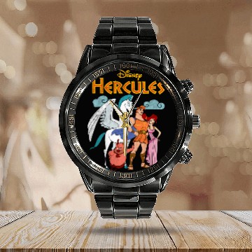 Discover Disney Hercules Classic Group Shot Vintage Baseball Tees Calendar Steel Band Watch