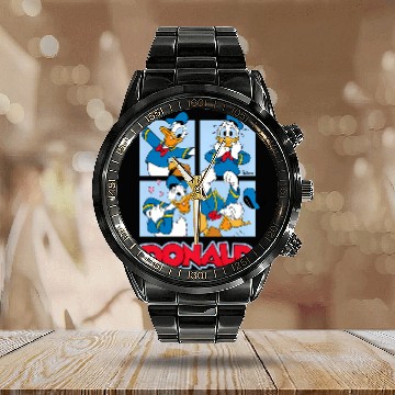Discover Disney - Donald Duck Grid Zip Calendar Steel Band Watch