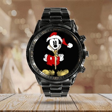 Discover Disney Christmas Mickey Mouse Calendar Steel Band Watch