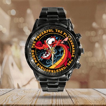 Discover Disney Mulan The All Powerful Mushu Zip Calendar Steel Band Watch