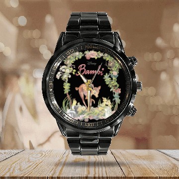 Discover Disney Bambi Floral Portrait Calendar Steel Band Watch