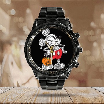 Discover Disney Retro Mickey Mouse Mummy Halloween Raglan Baseball Calendar Steel Band Watch Baseball Tees