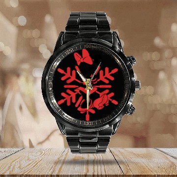 Discover Disney Minnie Mouse Christmas Outline Baseball Tees Calendar Steel Band Watch
