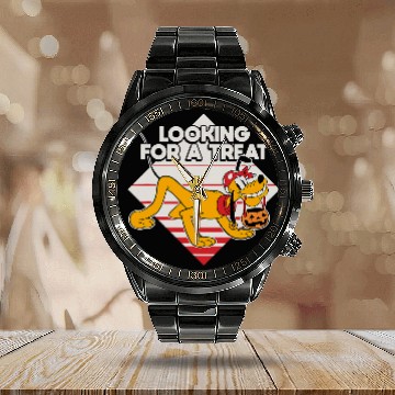 Discover Disney Pluto Looking for a Treat Jack-O'-Lantern Halloween Baseball Tees Calendar Steel Band Watch