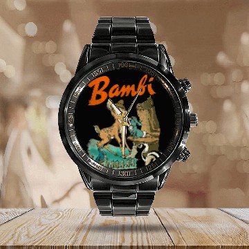 Discover Disney Bambi  Group Poster Zip Calendar Steel Band Watch