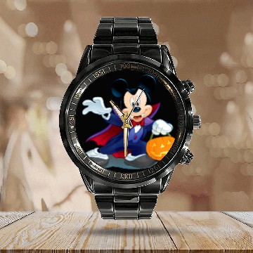 Discover Disney Halloween Mickey Mouse Vampire Calendar Steel Band Watch