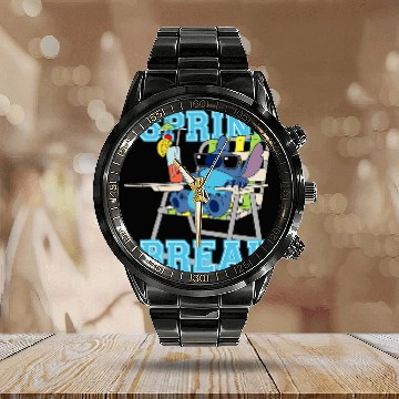 Discover Disney Stitch Beach Chair Chill Spring Break Calendar Steel Band Watch
