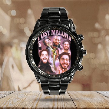 Discover Post Malone Calendar Steel Band Watch, Post Malone Printed Graphic Calendar Steel Band Watch