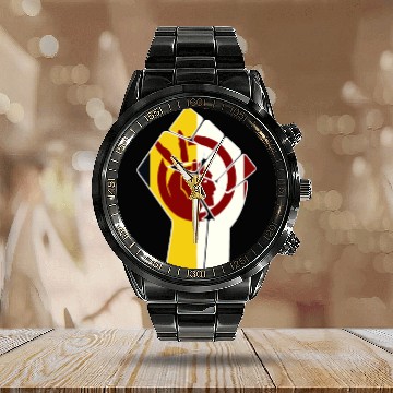 Discover American Indian Movement Flag Calendar Steel Band Watch