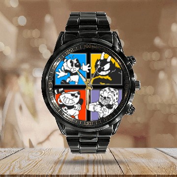 Discover Cuphead Characters - Videogames - Calendar Steel Band Watch