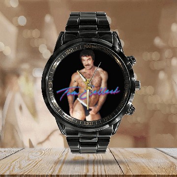 Discover Sexy Tom Selleck / 80s Retro Design - Tom Selleck - Calendar Steel Band Watch
