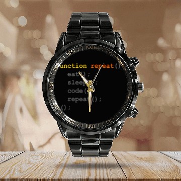 Discover Computer Science Programmer Eat Sleep Code Calendar Steel Band Watch