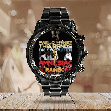 Discover Radiohead Discography Calendar Steel Band Watch