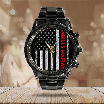 Discover American Flag Bills Mafia Patriotic Buffalo Calendar Steel Band Watch