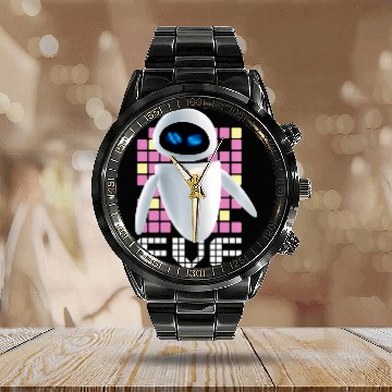 Discover Disney Pixar Wall-E Geometric Eve Baseball Tees Calendar Steel Band Watch