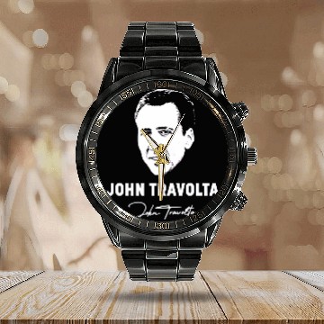 Discover John Travolta Nicolas Cage Calendar Steel Band Watch,