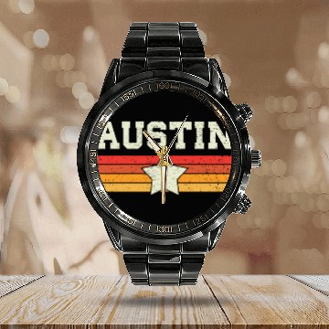 Discover Austin Texas Retro Vintage Calendar Steel Band Watch
