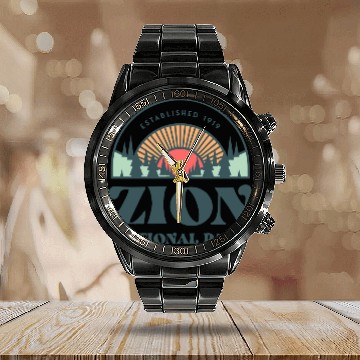 Discover Retro Style Utah Zion National Park Calendar Steel Band Watch