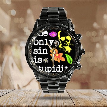 Discover The Only Sin Is Stupidity | Hunter S. Thompson Calendar Steel Band Watch