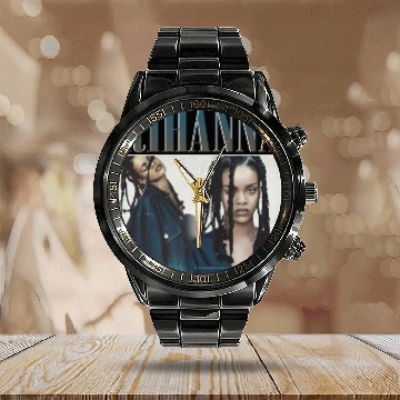 Discover Rihanna Rap Hip Hop 90s Retro Calendar Steel Band Watch